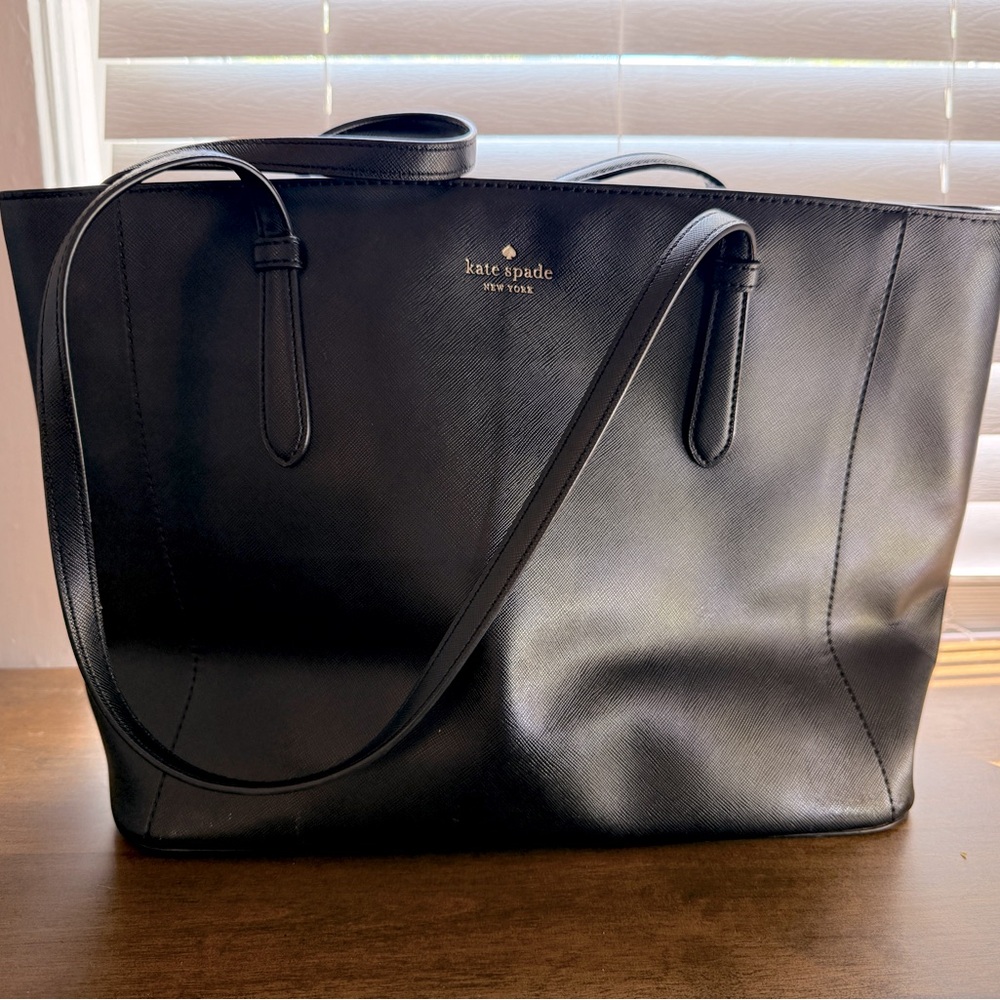 Kate Spade New York Black Saffiano Leather Tote Shoulder Bag - Picture 2 of 9